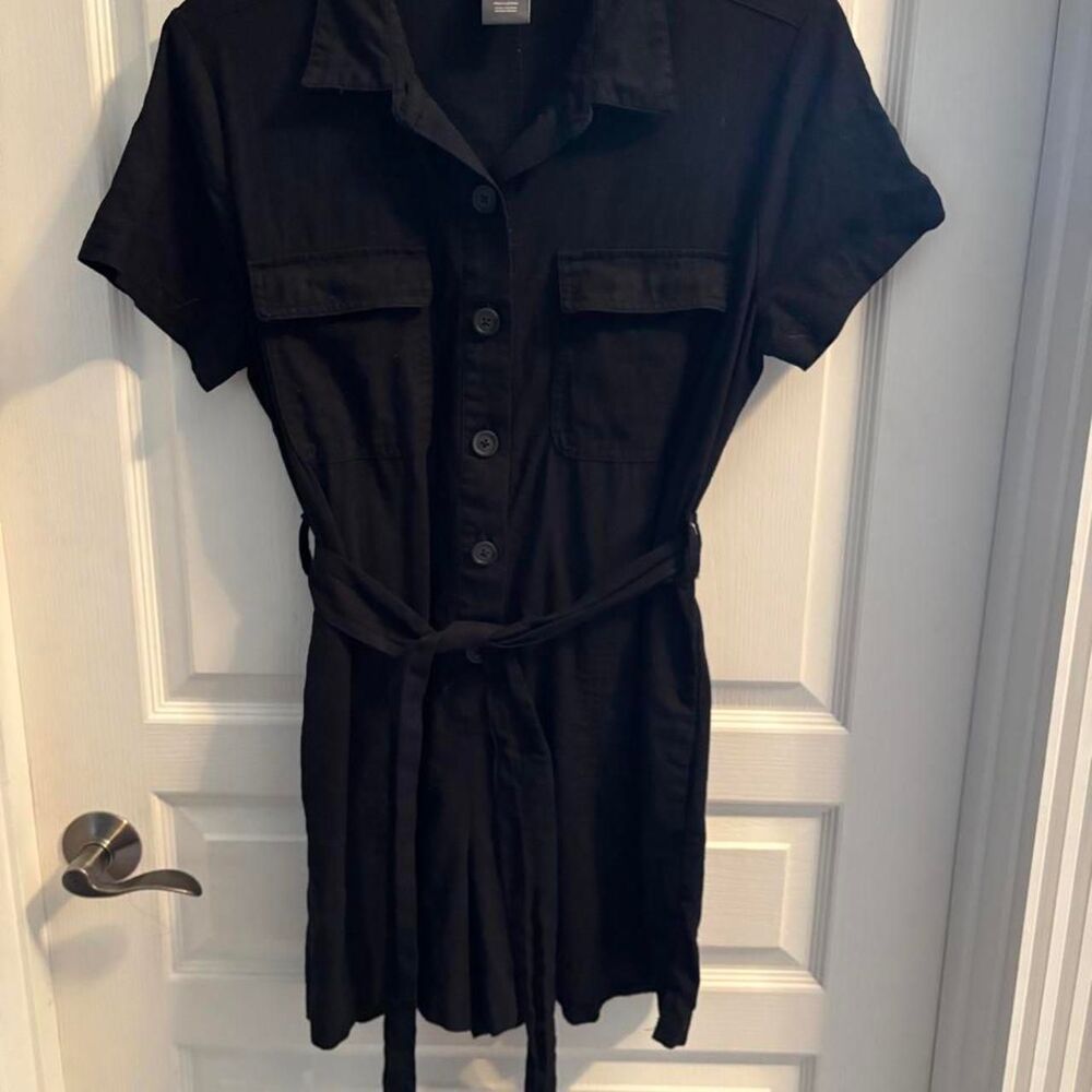 Matty M Women's Black Linen Blend Shorts Romper Size L